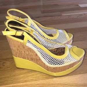 Enigma cork patent leather sling back sandals 8